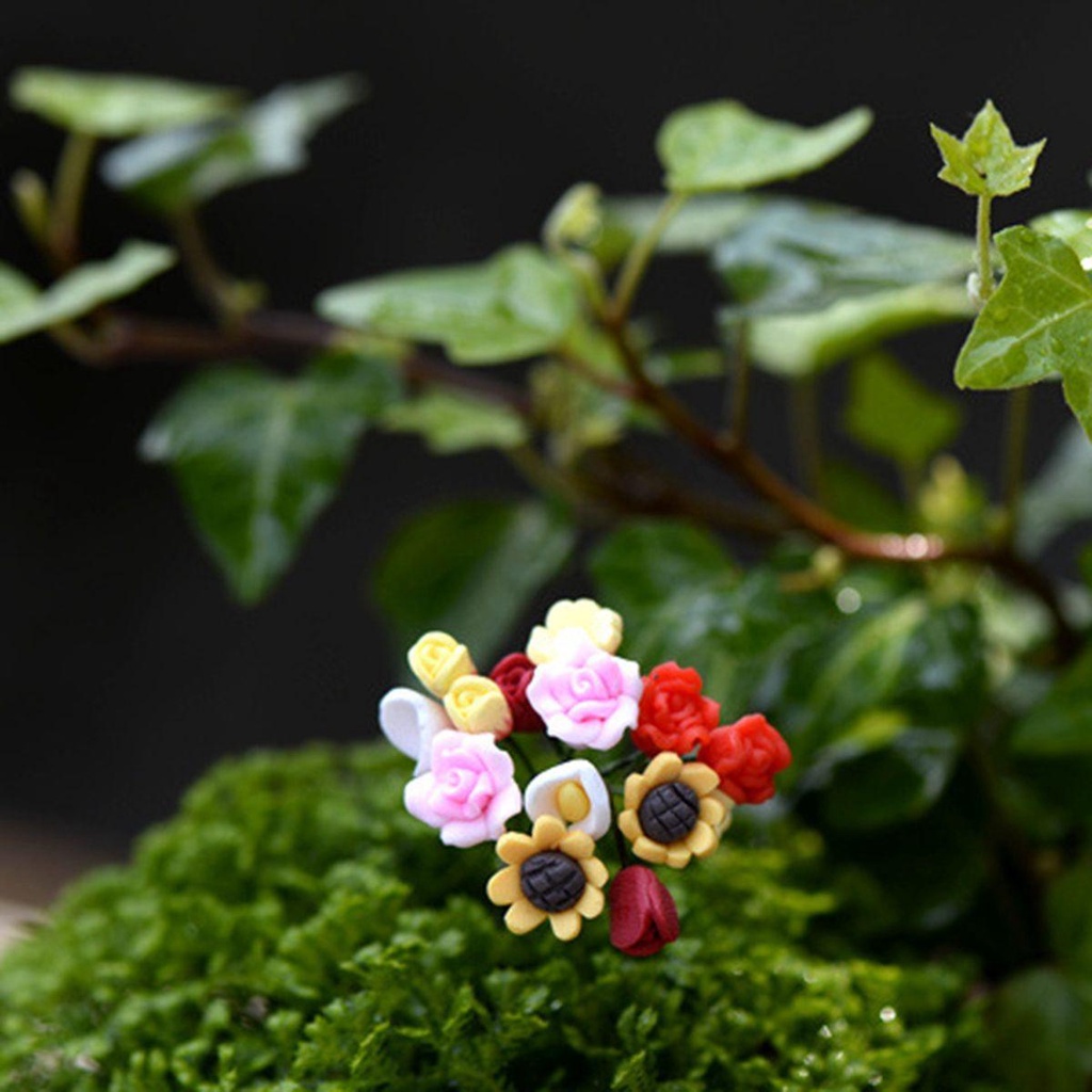 [Elegan] Bunga Buatan Lucu Rumah Boneka Lanskap Mikro DIY Resin Untuk Lumut Sukulen Tanaman Miniatur