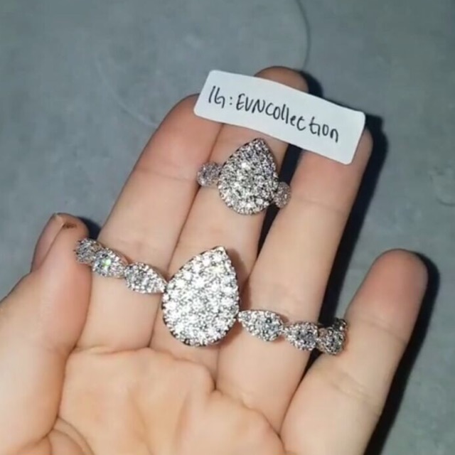 Tears Set / cincin / gelang / berlian replika / Set labu Premium