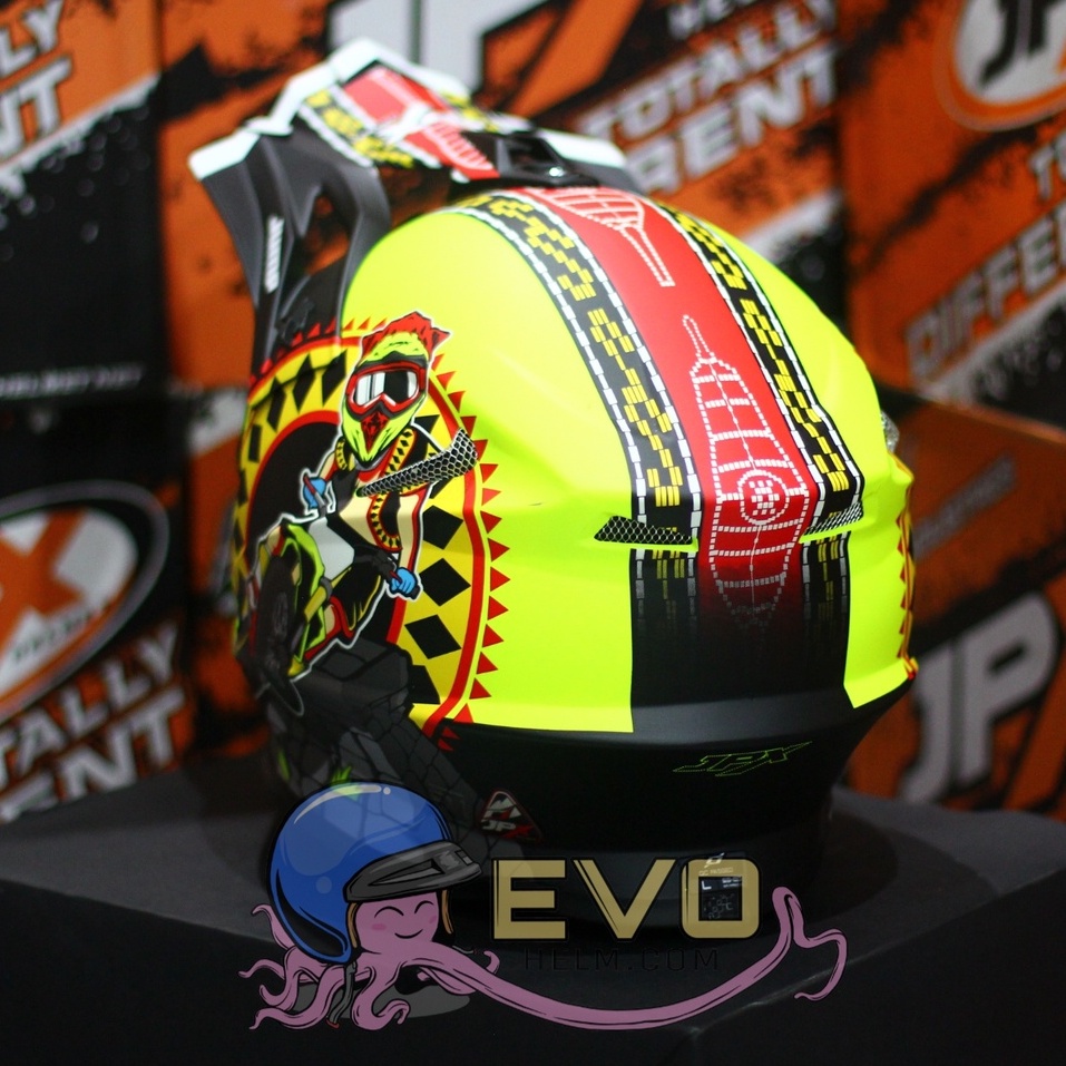 HELM JPX CROSS_FOX1 SERI X32 - FLUO YELLOW DOFF + GOOGLE SNAIL (ONGKIR 2 KG) HELM JPX TERBARU