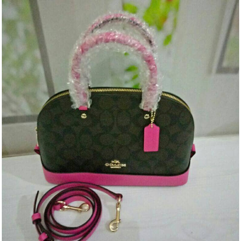 Coach Mini Sierra Darkbrown - Fuschia. Tas Coach Original