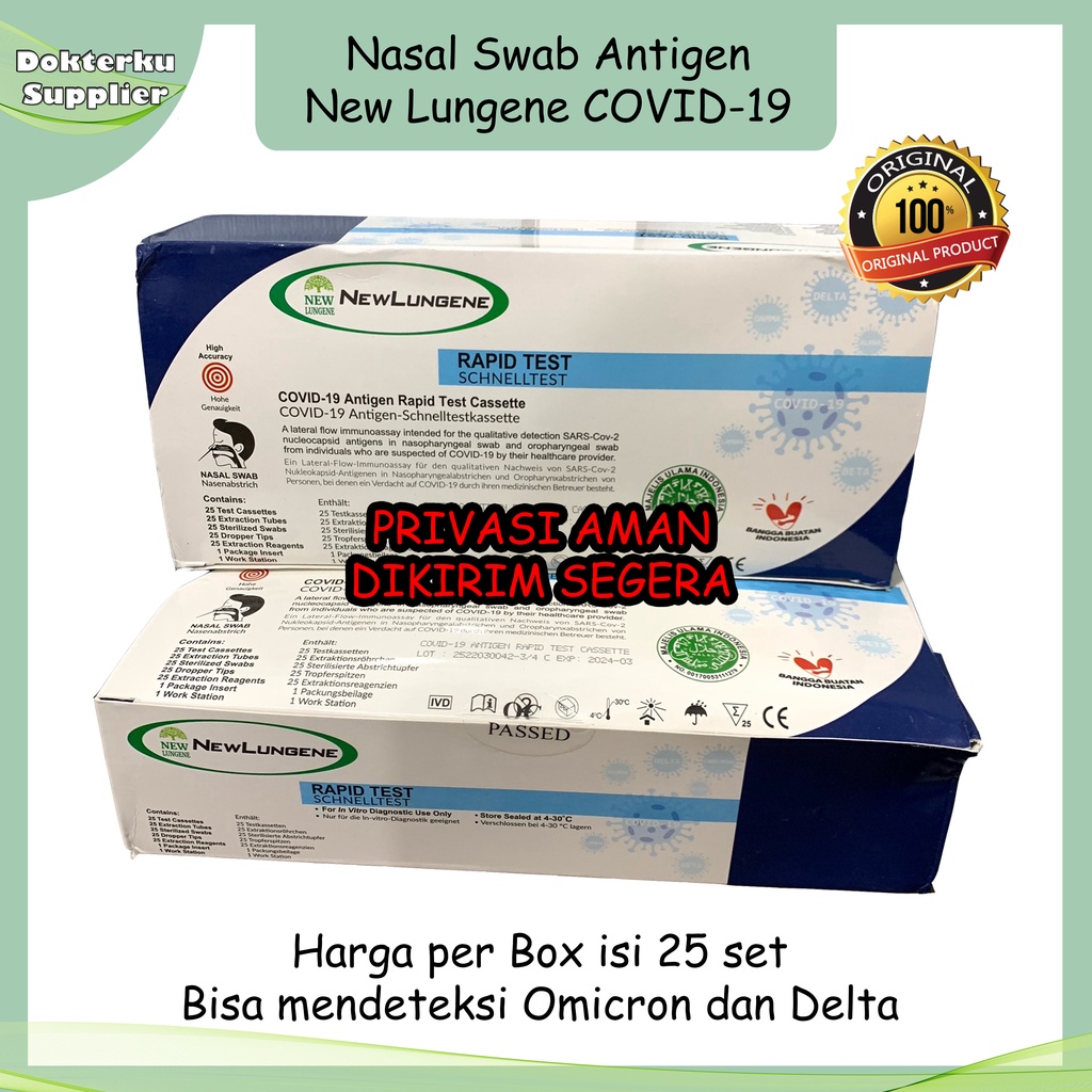 Alat test Antigen New Lungene Nasal Swab Kemenkes ORIGINAL ( HARGA PER BOX)