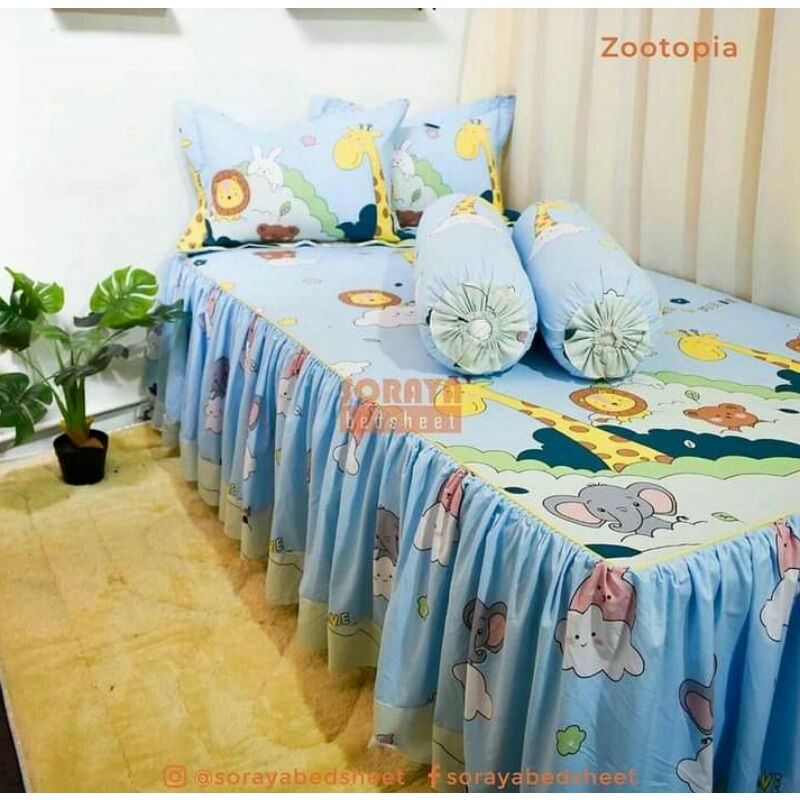 Sprei rumbai motif ZOOTOPIA Ukuran 90*200-200*200