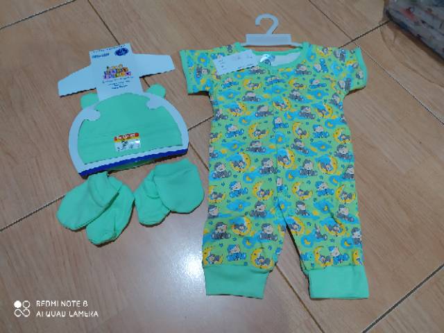 Kodok romper jumper Newborn Bb lucky set topi dan sarung tangan