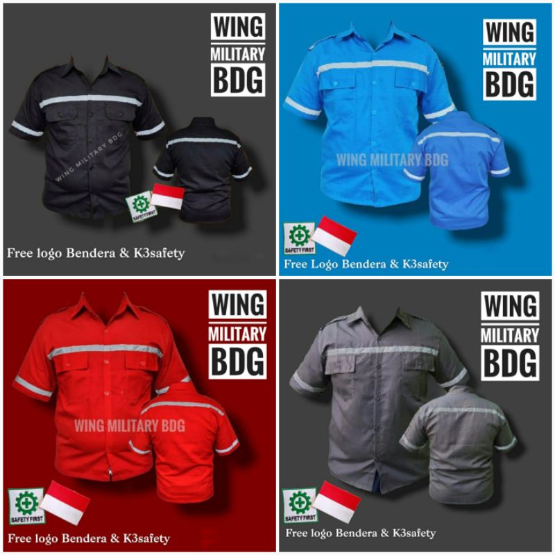 Atasan Kerja Lengan Pendek Wearpack Safety / Setelan Baju Kerja / Baju Proyek / Baju Bengkel Free logo