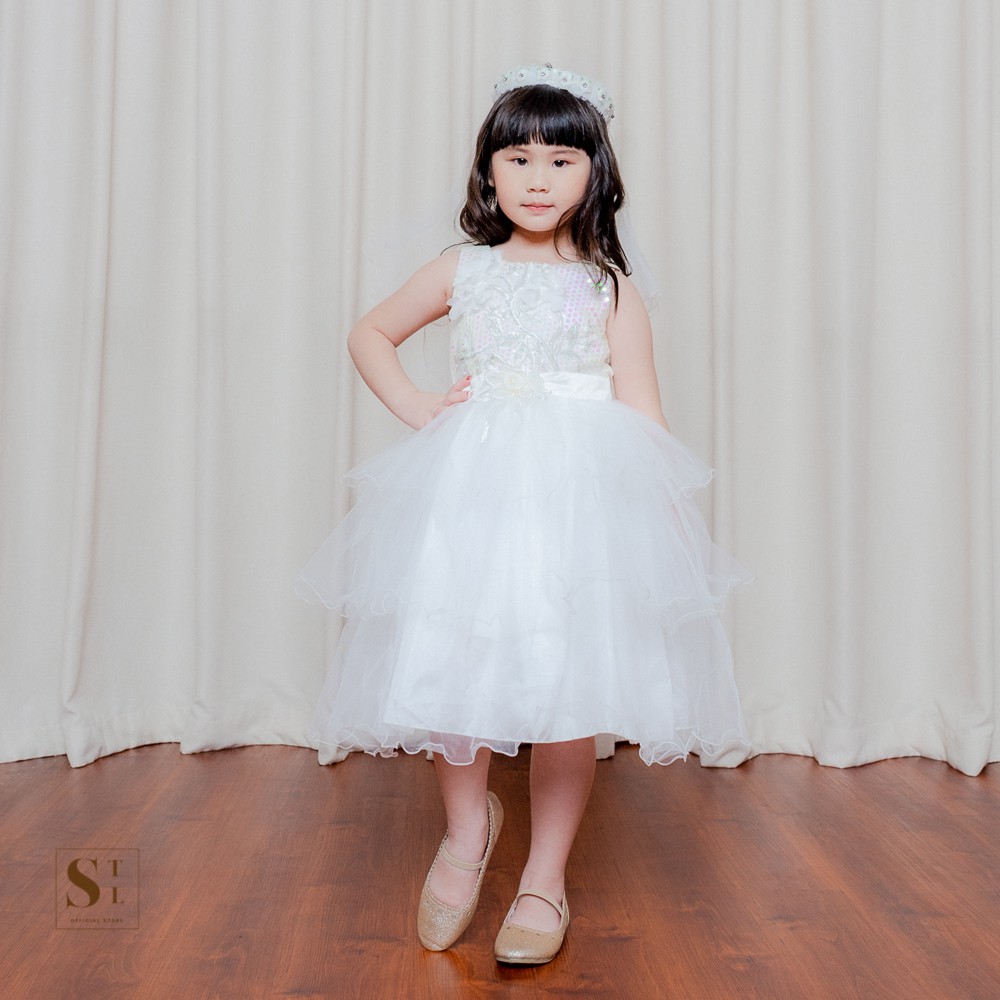 Myra Baju Anak Perempuan Dress Anak Satin Tilla Ruffle Lace Elegan (1656)