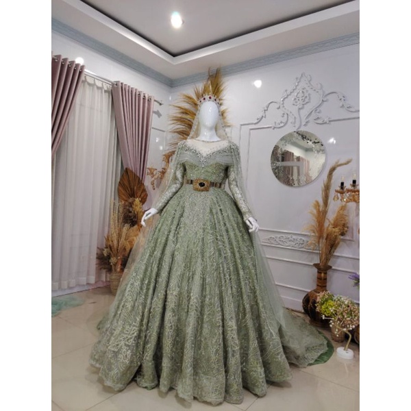 GAUN PENGANTIN BARBIE TILE AKAR TRIDI//GAUN WEDDING MEWAH//GAUN BEREKOR