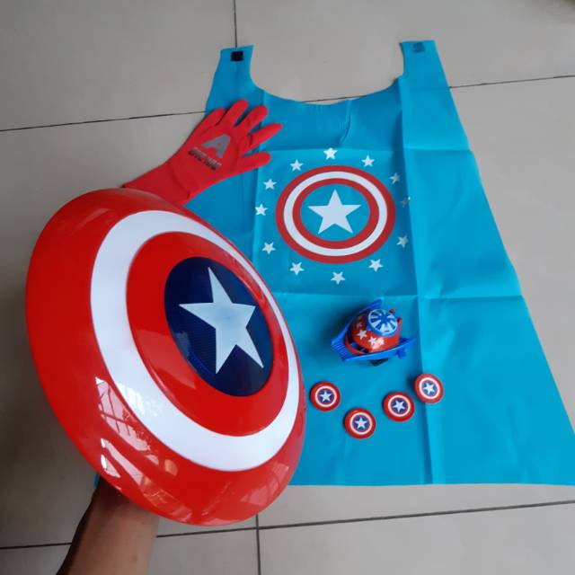Mainan Set Tameng Capt America - Paket Cosplay Perisai Avengers Anak