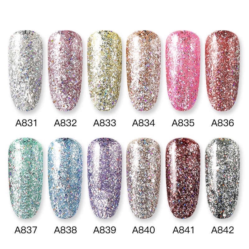 ROSALIND GLITTER GLITER SERIES GEL POLISH SOAK OFF UV LED KUTEK GEL GLITTER ROSALIND SHINY RAINBOW TAHAN 2 BULAN