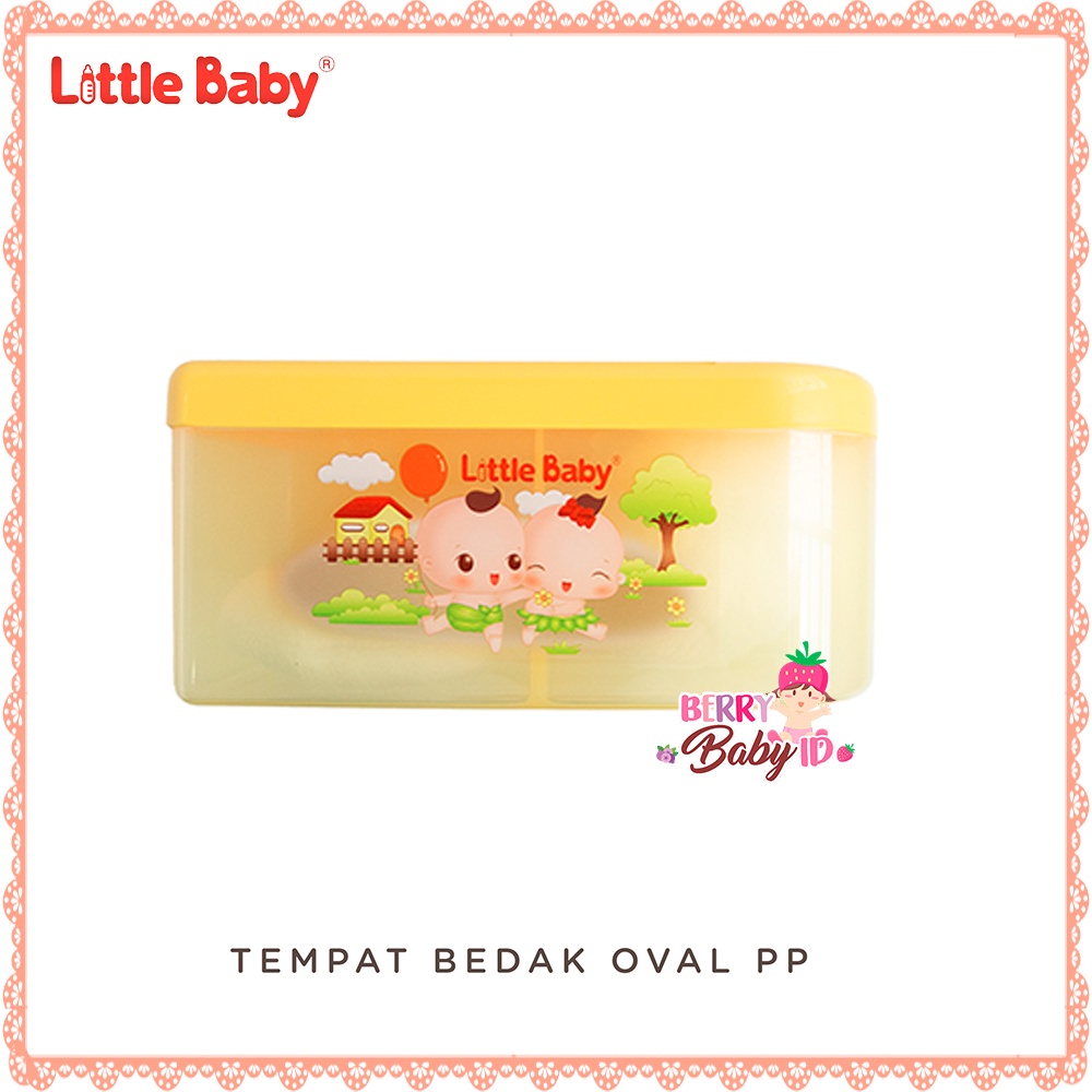 Little Baby Tempat Bedak Oval PP 2 Kompartmen &amp; Puff Berry Mart