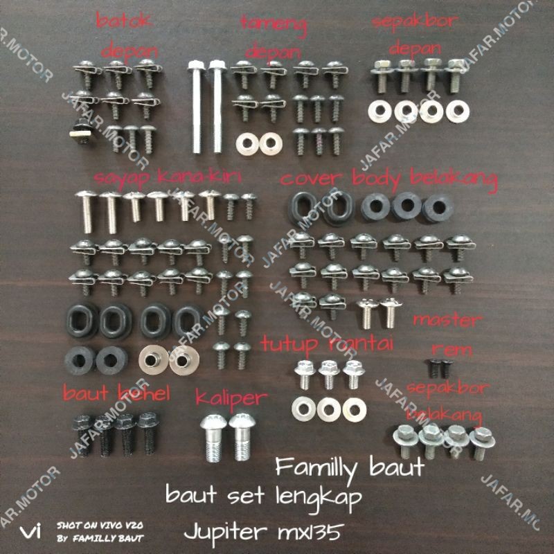 Baut full set lengkap baut karet bosh motor yamaha Jupiter mx135