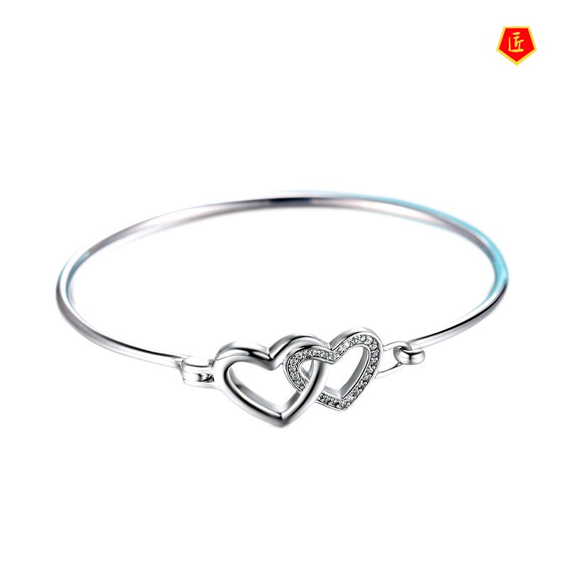 [Ready Stock]Fashion Elegant Heart-Shaped Silver Bracelet