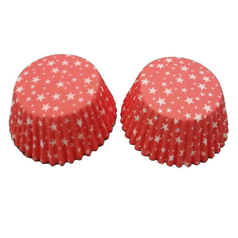 100Pcs Red Mini Star Paper Cupcake Liner Wrapper Cup Muffin Case Trays