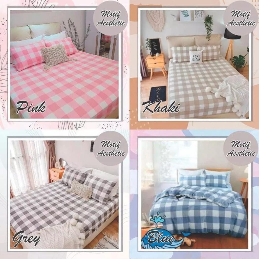 Sprei Homemade Motif Emily Kotak Kotak KOREAN STYLE AESTETHIC KATUN DISPERSE