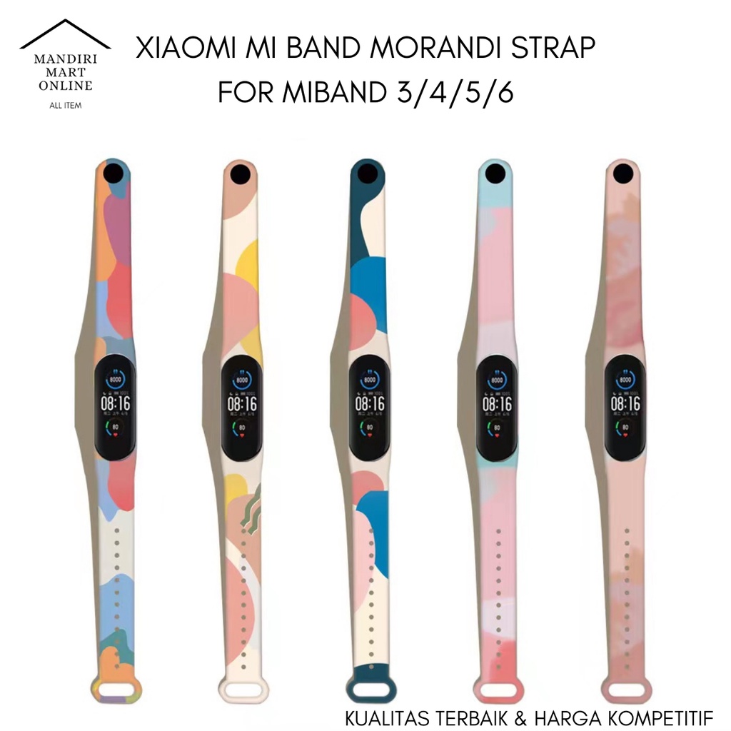 Strap Mi Band 3/4/5/6 Morandi Strap Silicone Tali Pengganti Xiaomi Mi Band 3/4/5/6 Morandi 3/4/5/6 Motif Print Morandi