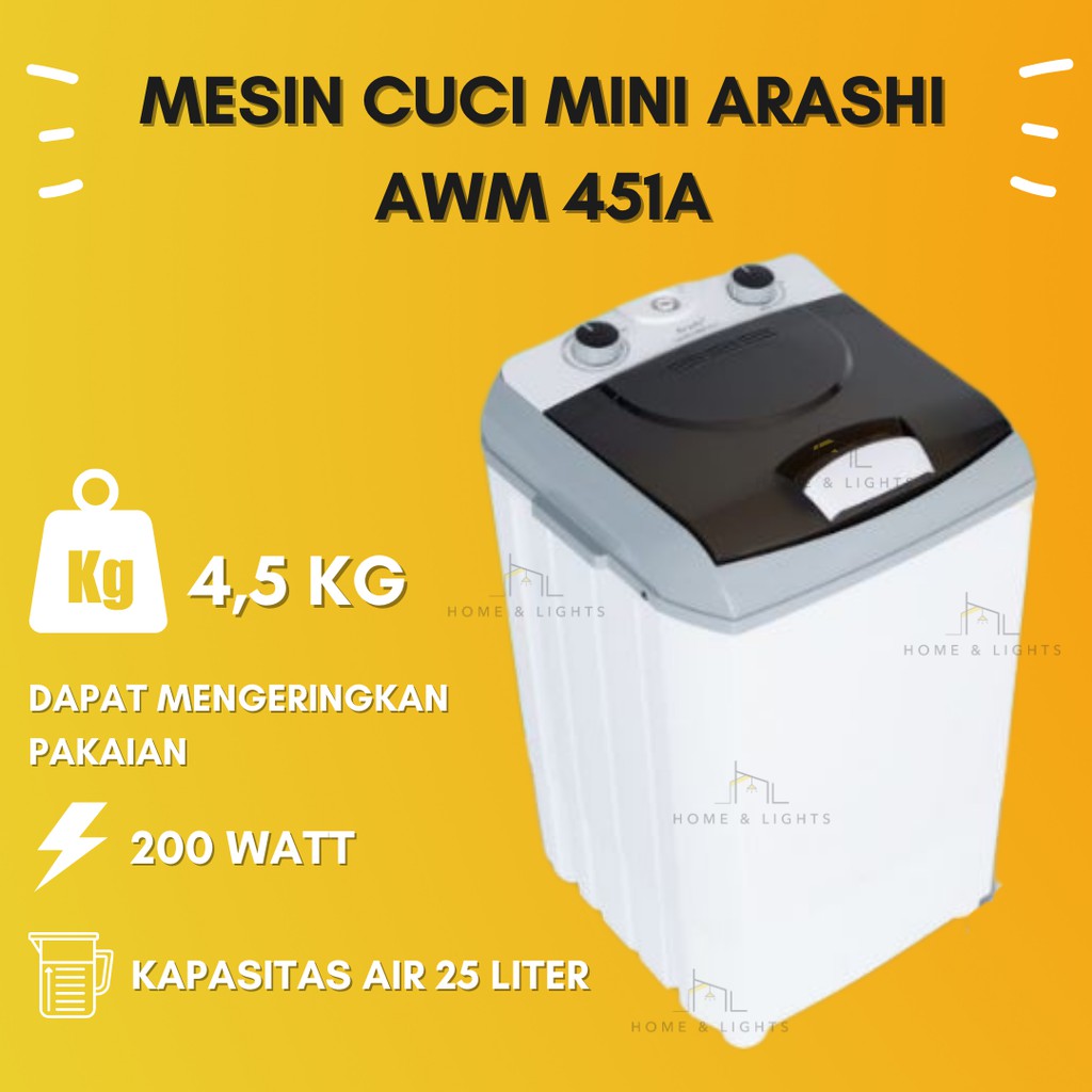 Mesin Cuci Portable Mesin Cuci Mini Arashi AWM 451A
