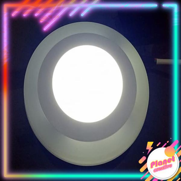 Lampu Panel Plafon Rumah LED 3 Mode Putih Ring Biru