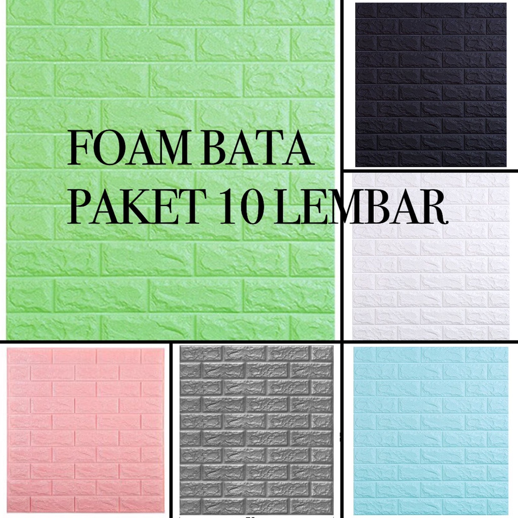 PAKET 10 LEMBAR Wallpaper Foam Bata 3D Wallpaper Stiker Dinding 3D