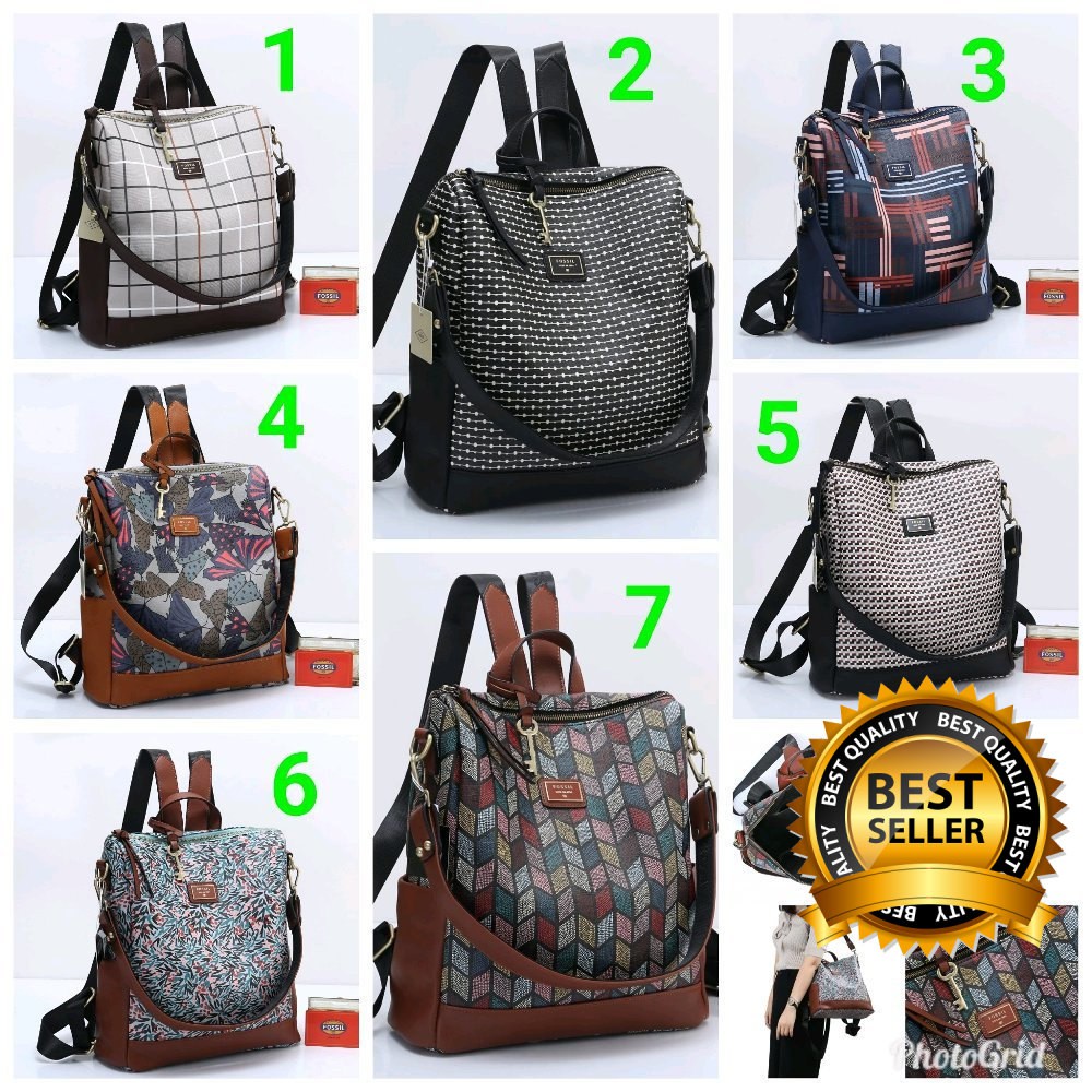 Tas Ransel Fossil Like Original Ready 7 Motif Free Paperbags