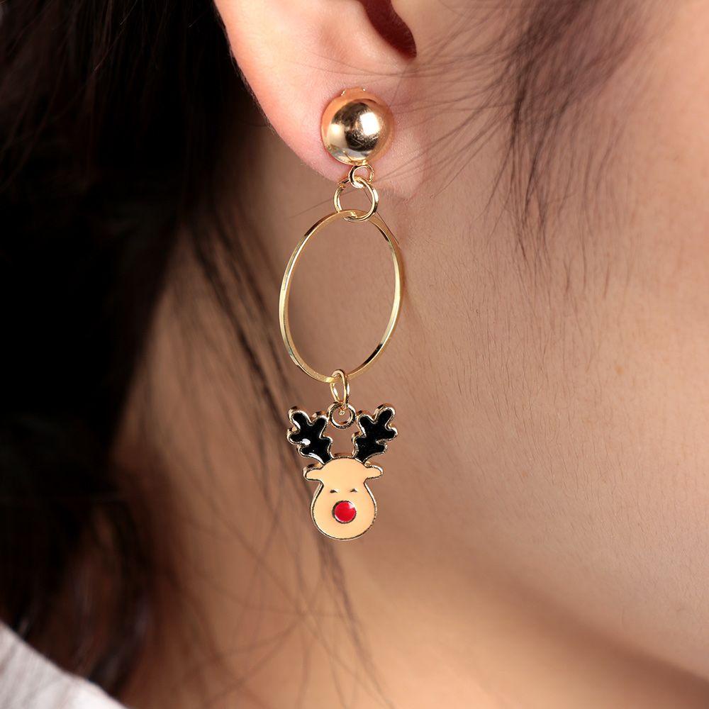 PREVA 1Pair Christmas Earrings Drop Dangle Bell Crutches Xmas Gift Hook Ear Stud