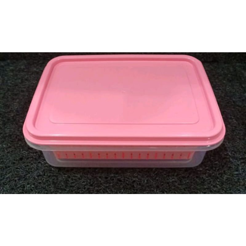 Tempat/box penyimpanan ada saringan bentuk ceper golden lemony