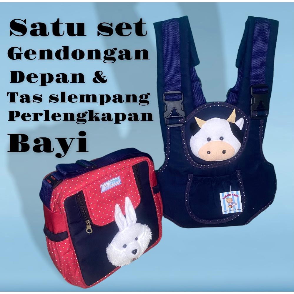 gendongan bayi depan ransel dan tas slempang kecil