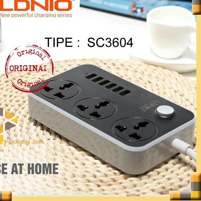 ⸨NoL♚⸩ ⭐️ LDNIO SC3604 3.4A Power Socket With 3 AC - 6 USB Charger Adapter ||Bayar Di Tempat