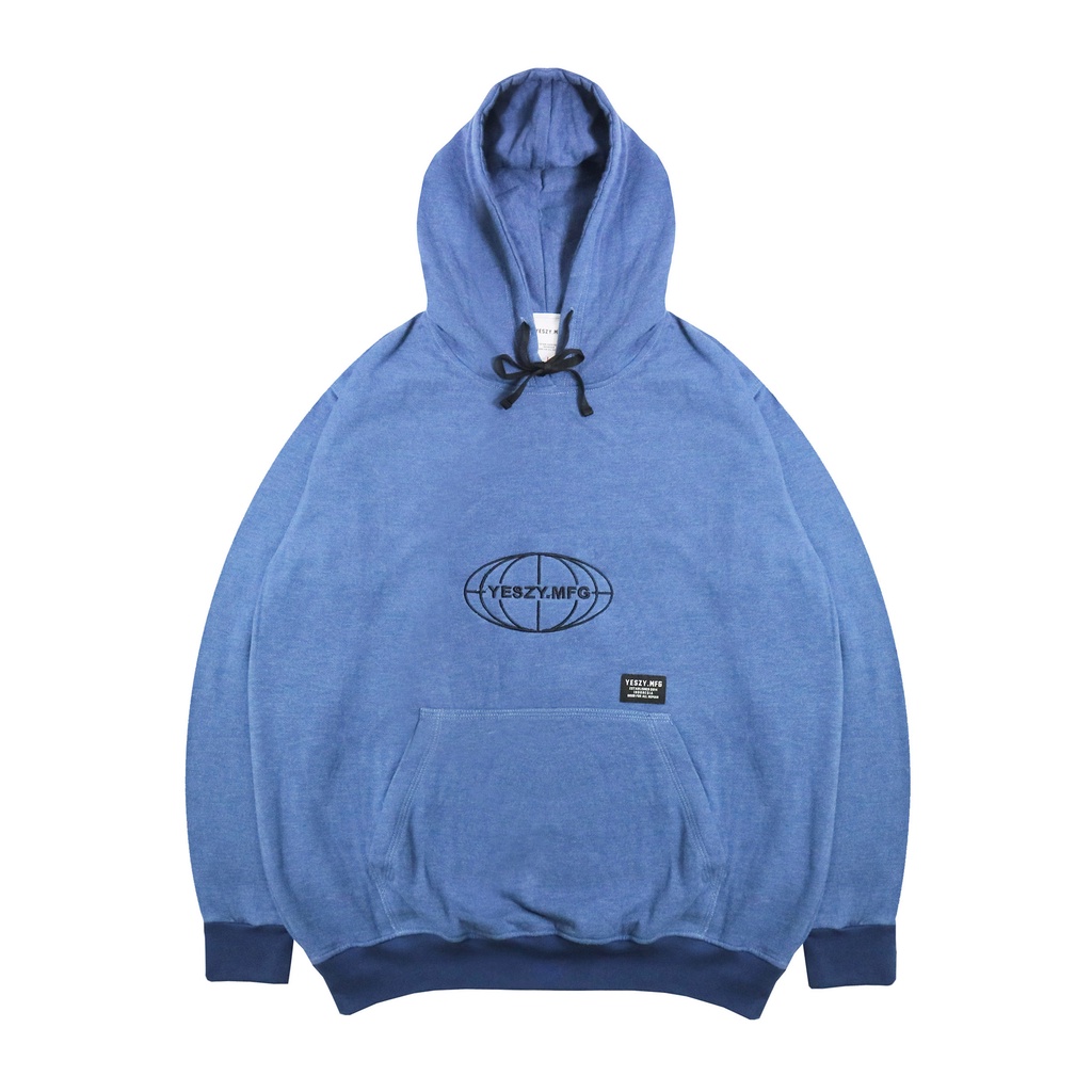 YESZY.MFG Hoodie Blue Tone Globe Embroidery