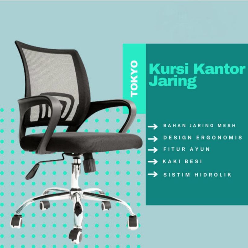 Kursi putar sandaran jaring kaki chrome