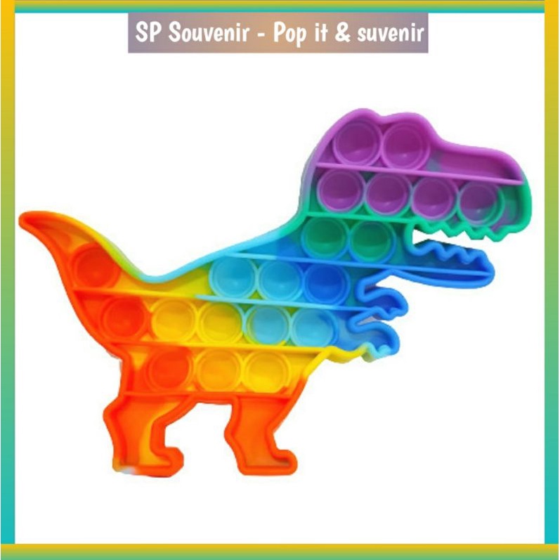 POP IT Rainbow Popit Macaron Murah | Pop it mainan-Dino Rainbow
