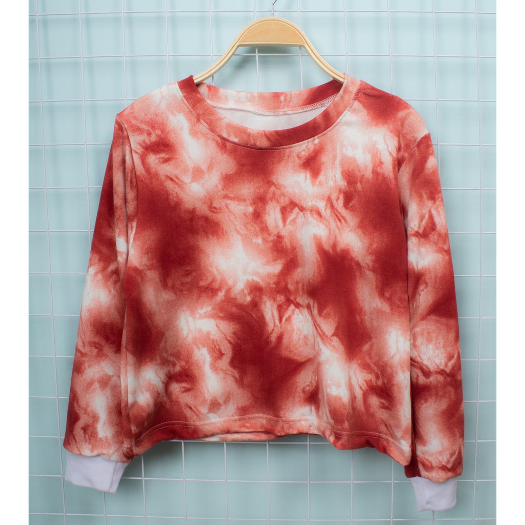 HIPNOP LADIES MIX SWEATER CROP BASIC WANITA MOTIF TIE DYE