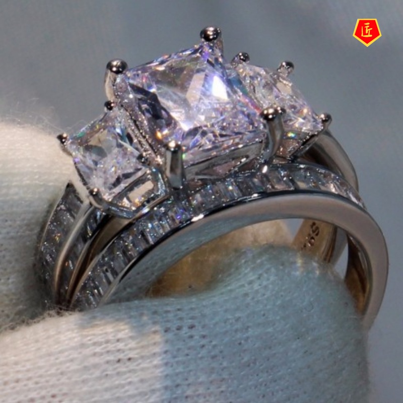 [Ready Stock]Personalized Diamond Couple Rings Fashion Luxury