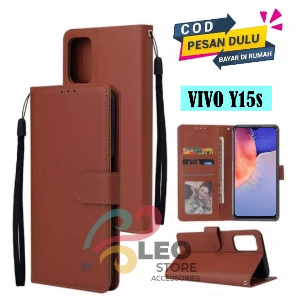 DOMPET HP UNTUK VIVO Y15s (2021) NEW LEATHER FLIP CASE VIVO Y15s (2021) NEW