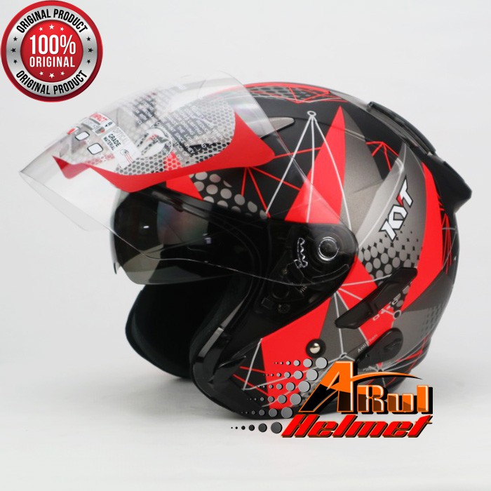 HELM KYT GALAXY MOTIF TERBARU #6 RED DOFF / KYT DOUBLE VISOR ORIGINAL