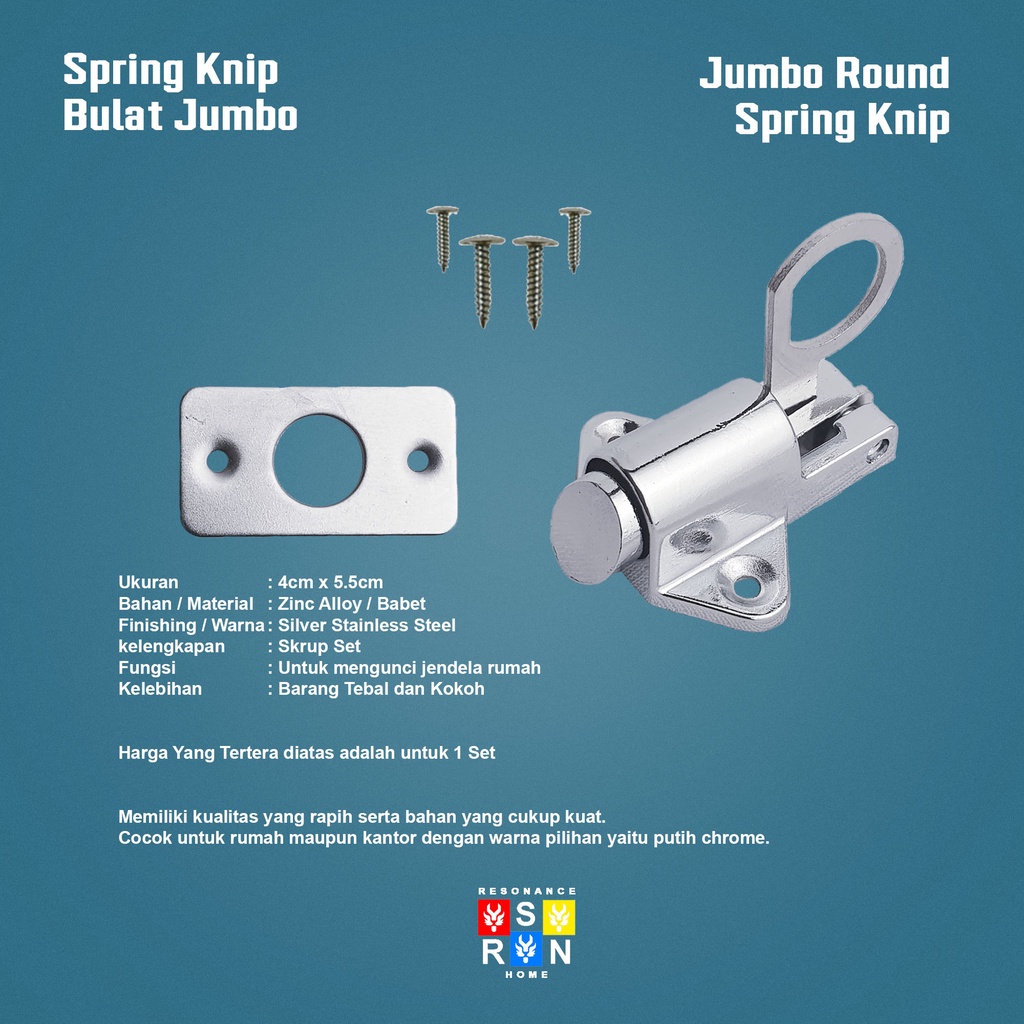 Spring Knip Tebal l Grendel Bulat l Slot Jendela l Knife l Stainless Resonance Home