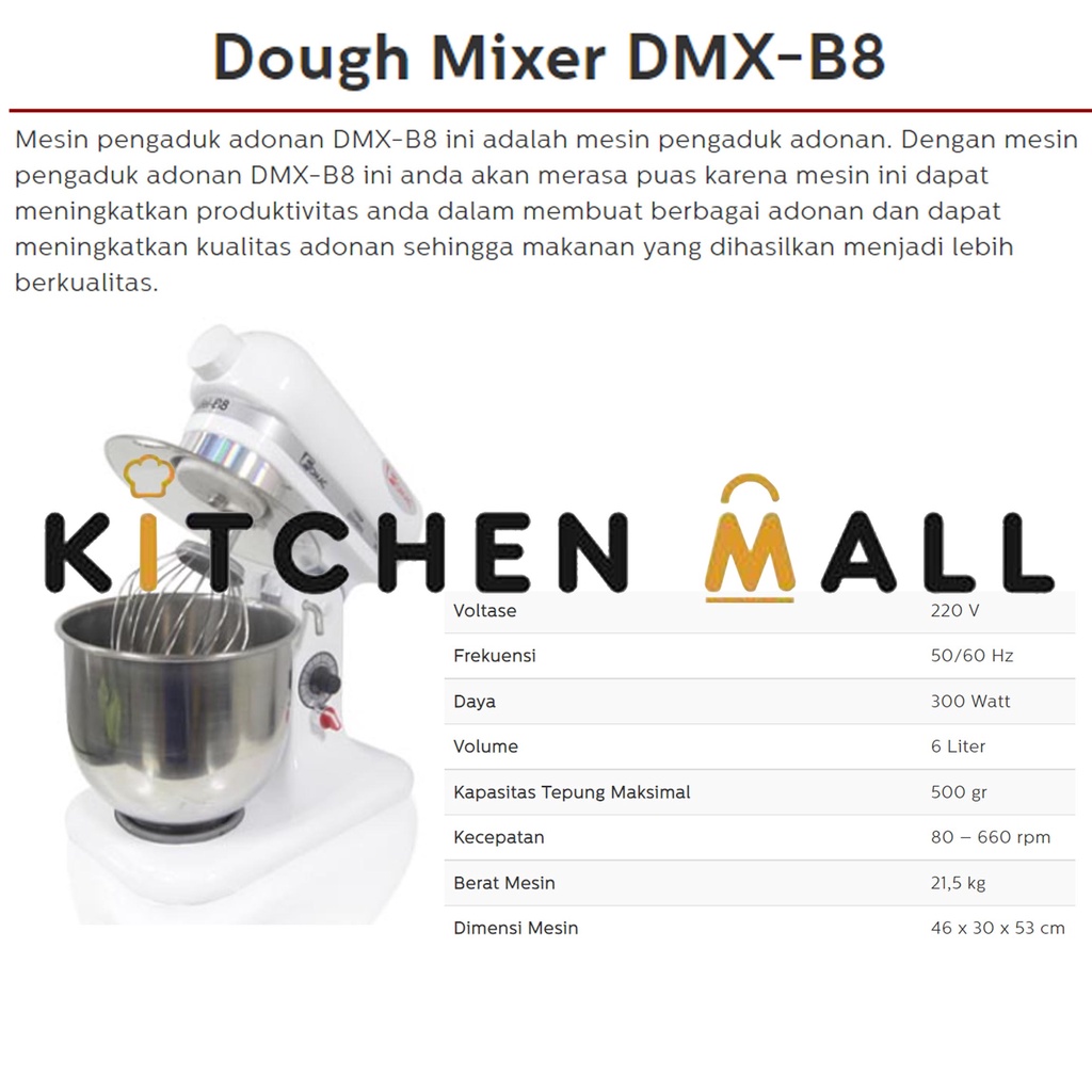 FOMAC DMX-B8 Dough Mixer - Mixer Roti & Mixer Kue - Mixer Adonan