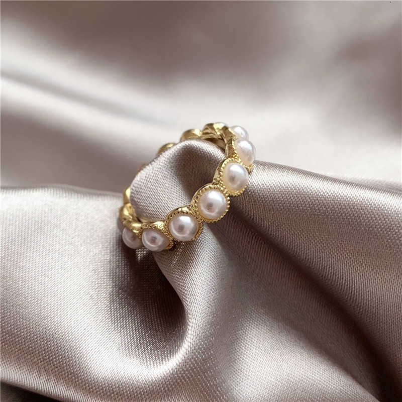 Cincin Mutiara Bahan Alloy Gaya Korea Untuk Wanita