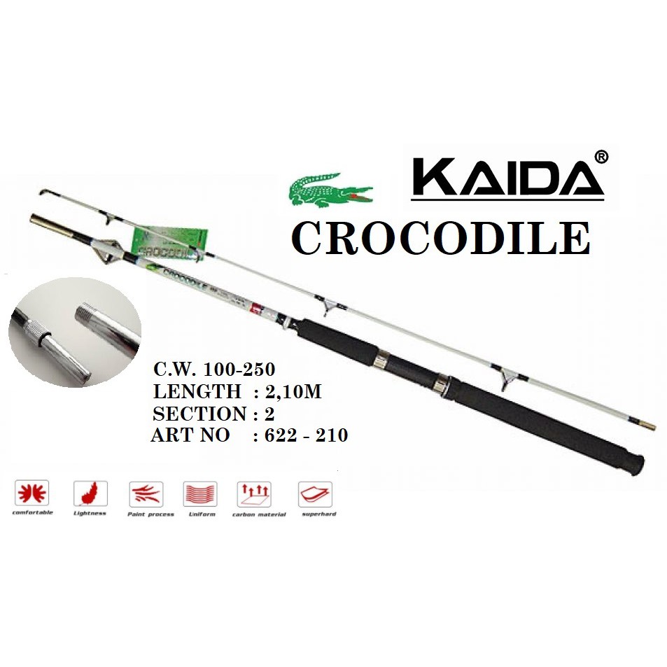 KAIDA CROCODILE 210 Fishing Rod Ultralight Weight, Joran Pancing Fiber Glass 2,1 M (622-210)