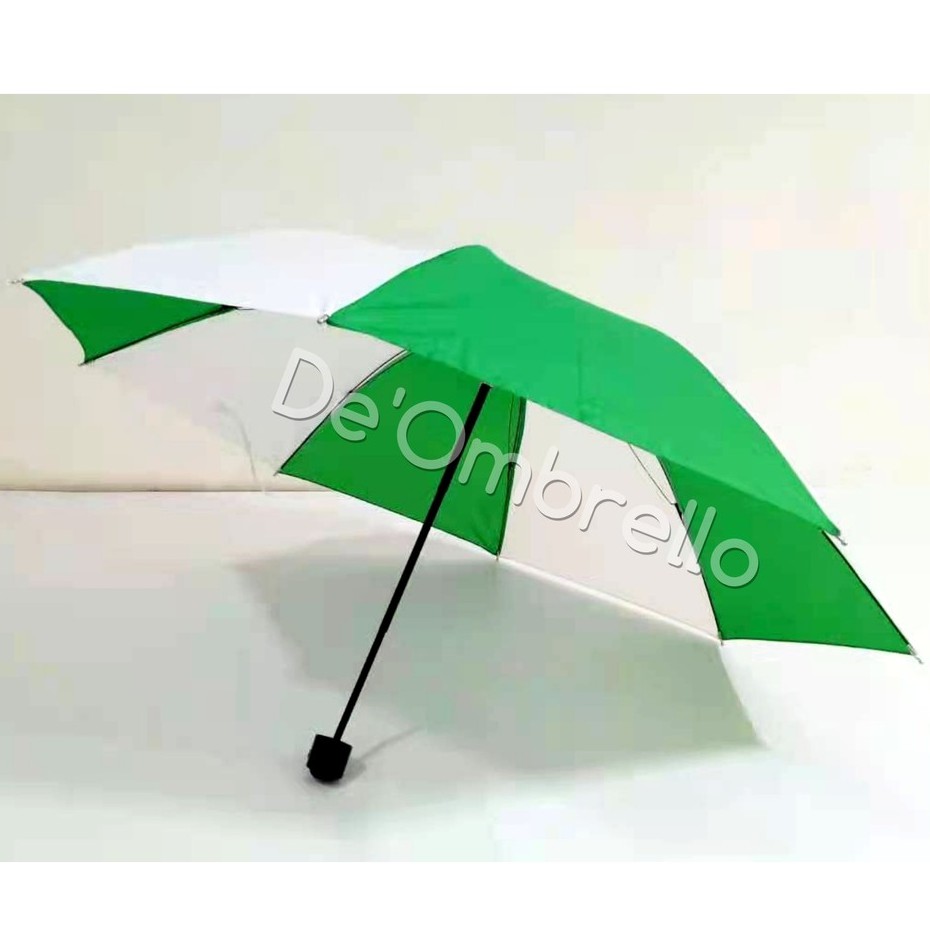 De'Ombrello! (091)Payung Lipat 3 Rk.Balik Polos Warna Hijau Putih Anti Angin