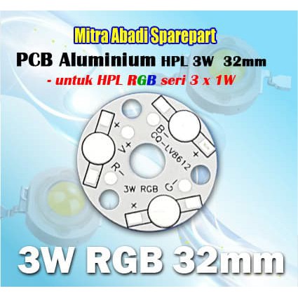 PCB LED Round Aluminium HPL RGB 3W 32mm