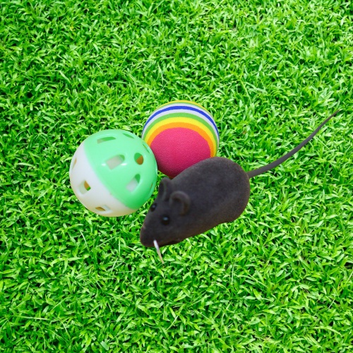 Set Hemat Mainan Tikus Bola Bola Kemrincing Cat Toys Kucing 3 in1 FEZONE