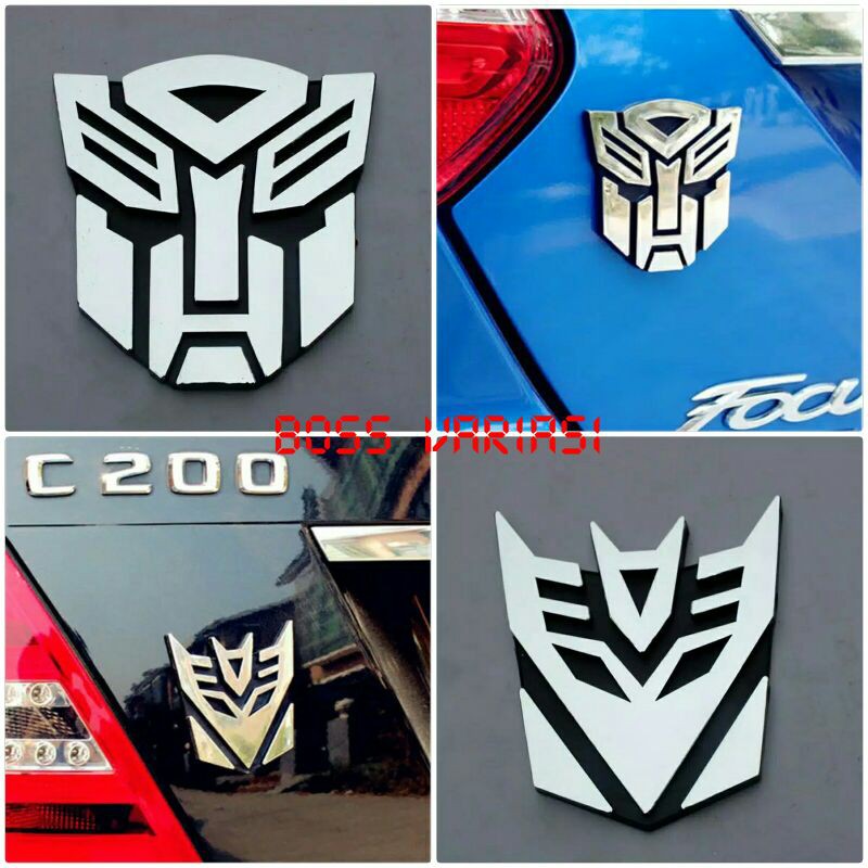 Transformers Stiker 3D Plastic Chrome Sticker Robot