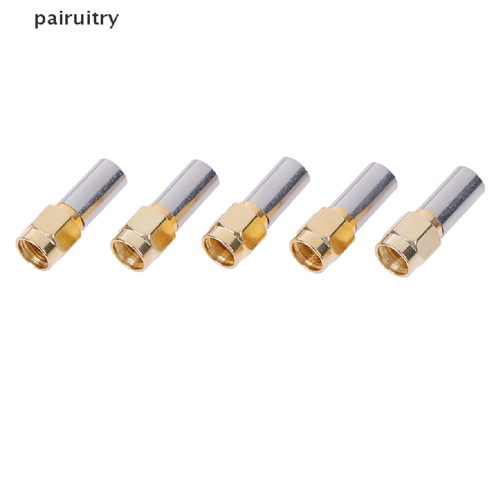 Prt 5pcs Konektor coaxial rf sma male plug Untuk rg58 rg142 rg400 lmr195 PRT