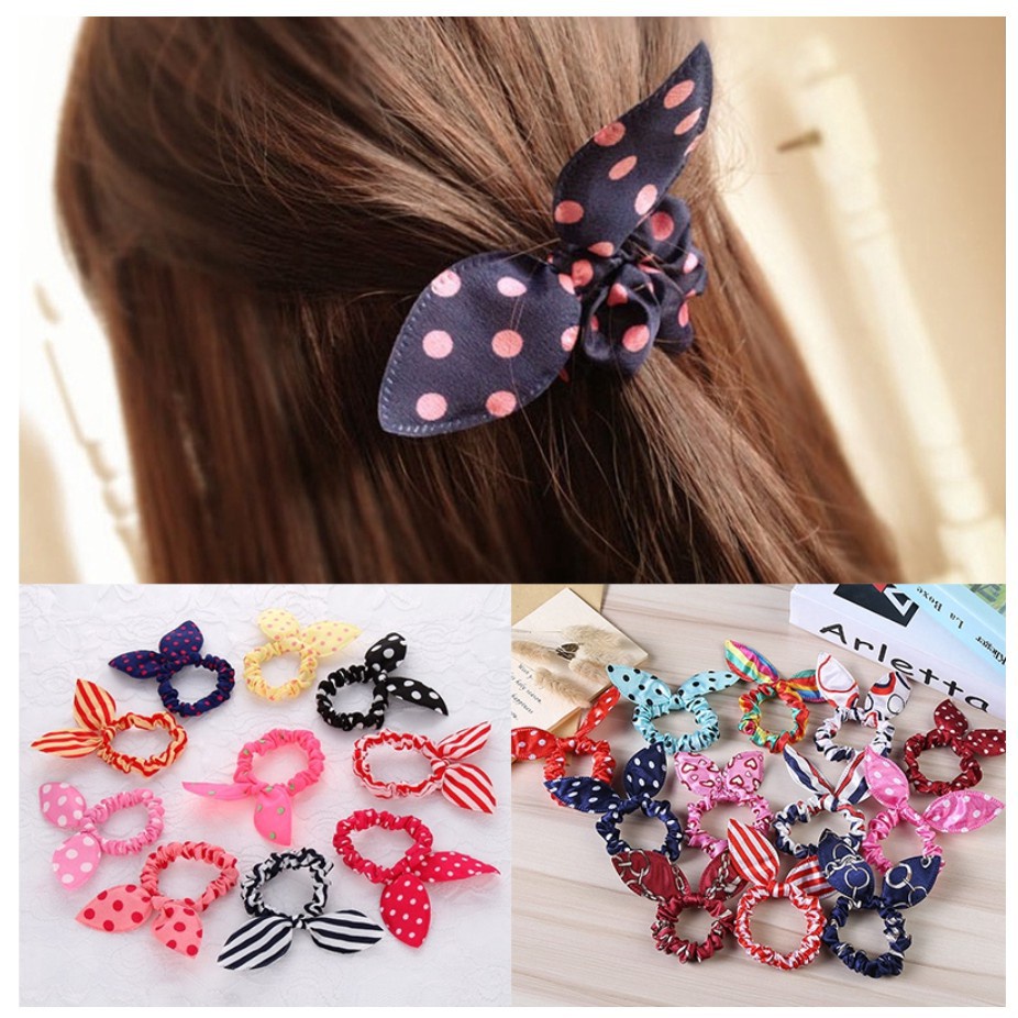 Kunciran Karet Chibi / Karet Rambut / Ikat Rambut Polkadot / Ikat Rambut Chibi / Kunciran Pita