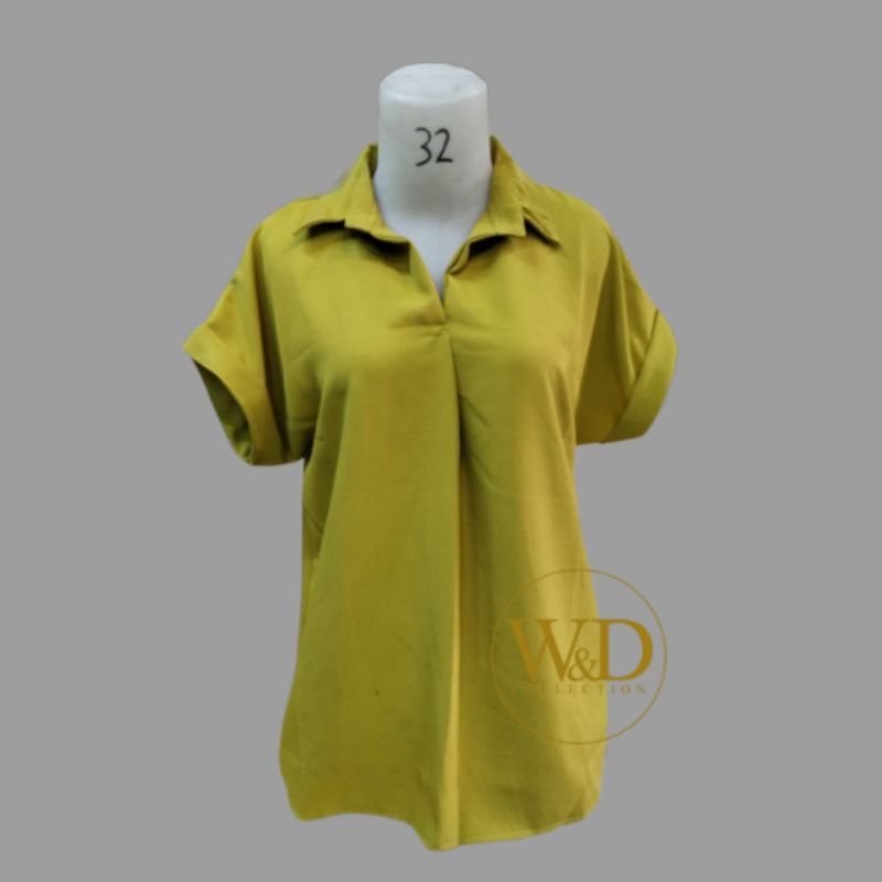 Blouse wanita polos lengan pendek Shakila Twill