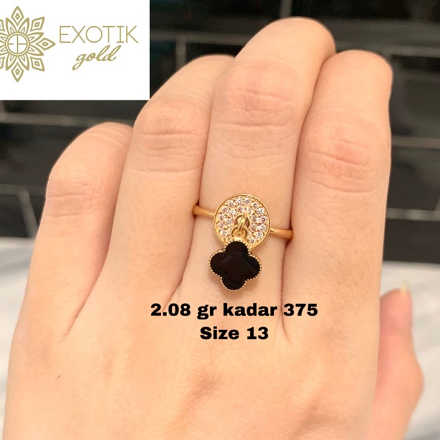Cincin emas LV cat hitam variasi kadar 375