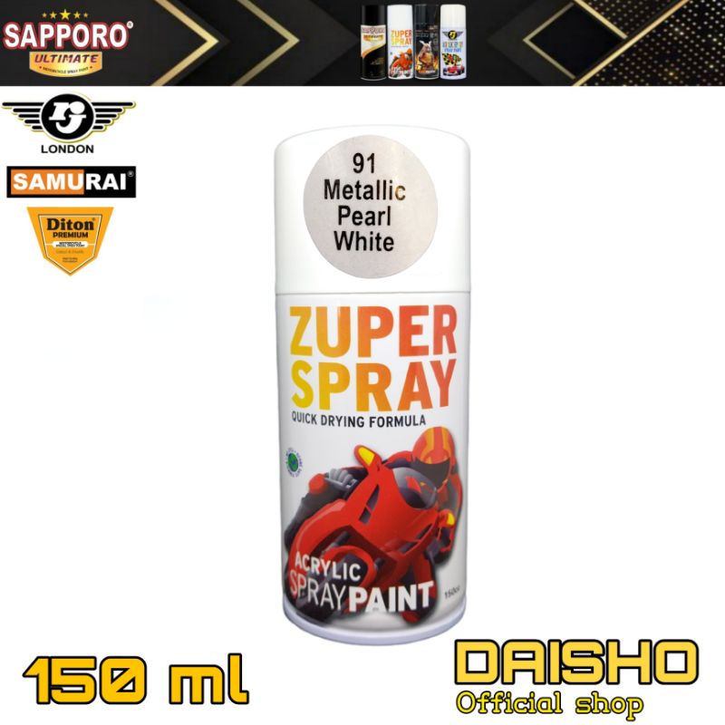 Cat semprot 150cc warna putih tulang metallic pearl white zuper spray