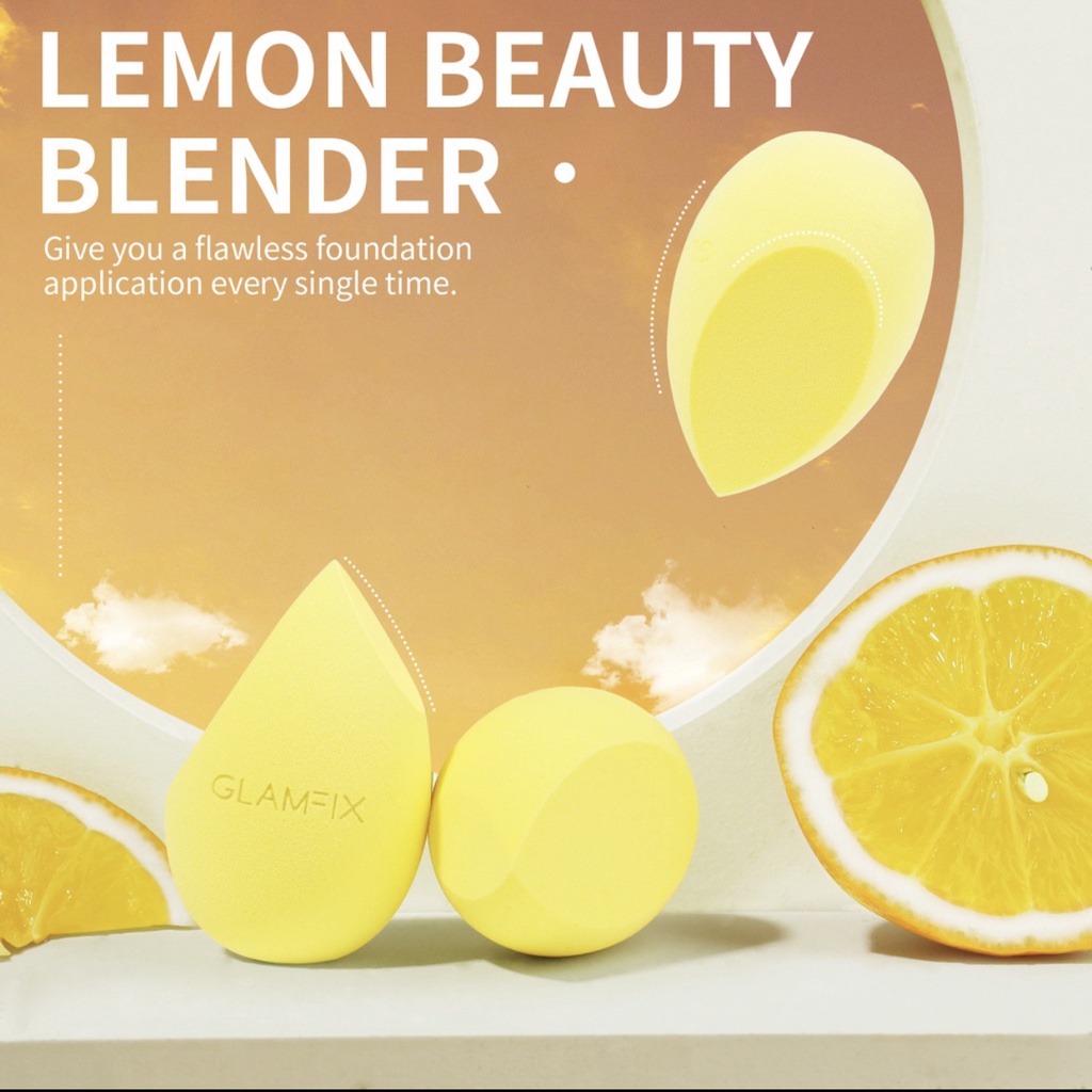 GLAMFIX Blossom Beauty Sponge Lemon _ Beauty Blender Spons Foundation | GLAM FIX Alat Kecantikan Makeup by YOU