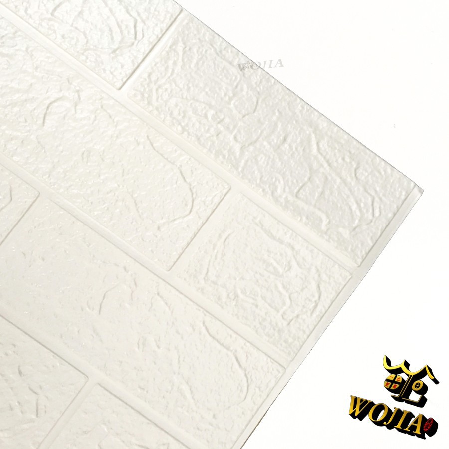 Wallpaper 3D Batu Bata Putih Brick Foam White Dinding Rumah Kamar Tamu