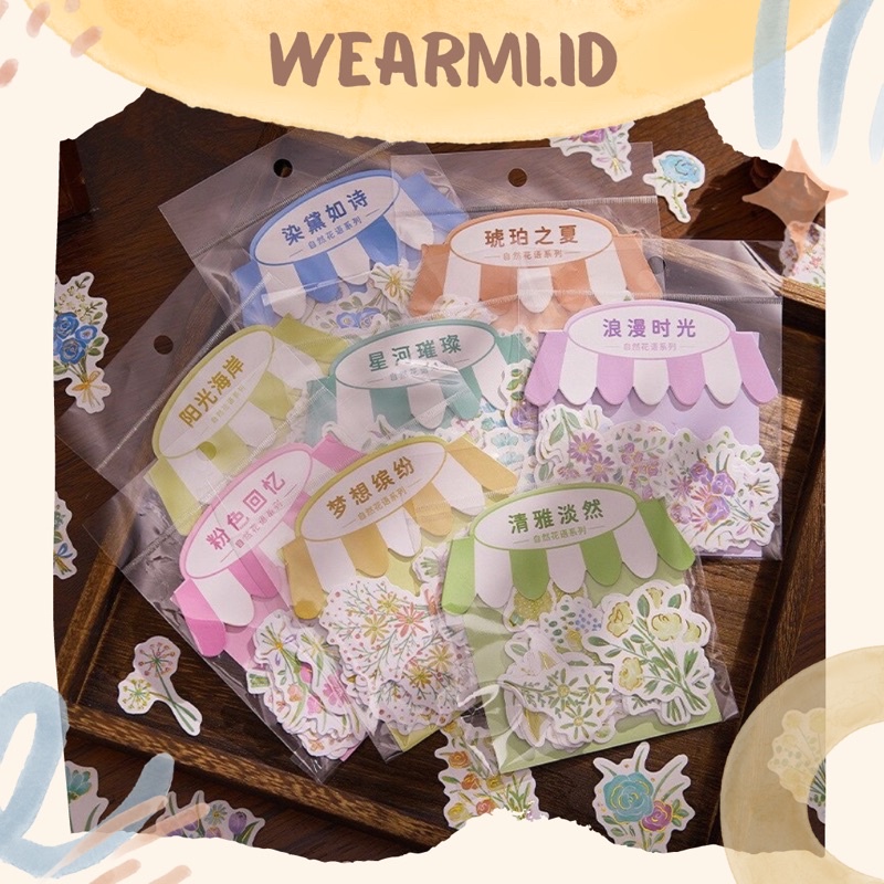 

40 pcs Sticker Pack Motif Bunga Flower Bouquet Aesthetics Bujo Jurnal DIY Scrapbook Wearmi