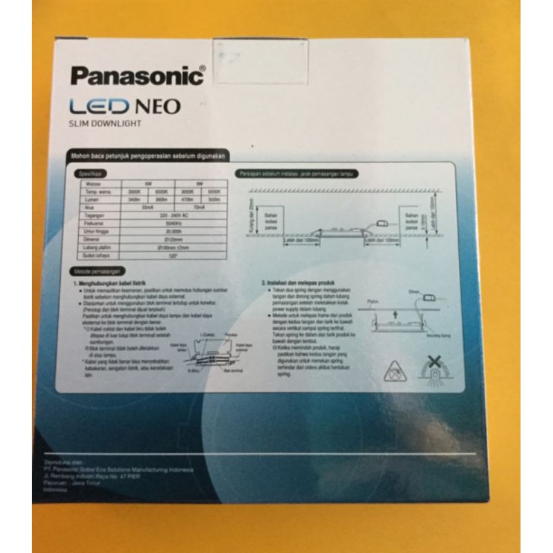 Panasonic Lampu Led Downlight Panel 9W 9 Watt Putih